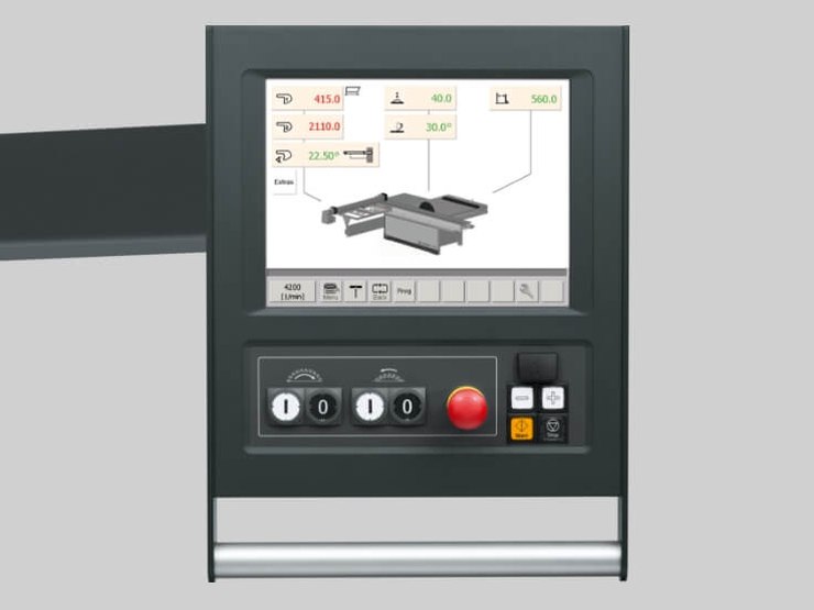 ElmoDrive-Steuerung der Altendorf F 45 mit 12-Zoll-Touchscreen und grafischer Achsenwahl