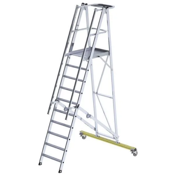 Aluminium-Podestleiter Günzburger Steigtechnik, fahrbar und klappbar
