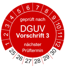 Prüfsiegel „geprüft nach DGUV Vorschrift 3“