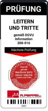 Pöppel-Prüfplakette „Leitern und Tritte“ nach DGUV Information 208-016