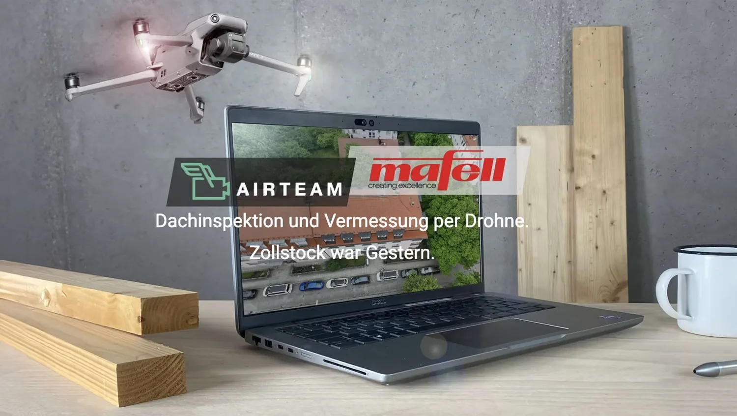 Dachinspektion und Vermessung per Drohne – Mafell Versum in Kooperation mit Airteam