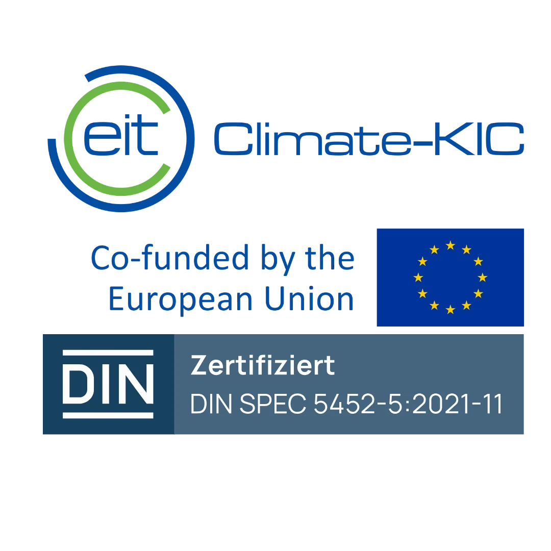 Drohnenvermessung zertifiziert nach DIN SPEC 5452-5:2021-11, EIT Climate-KIC, EU-gefördert
