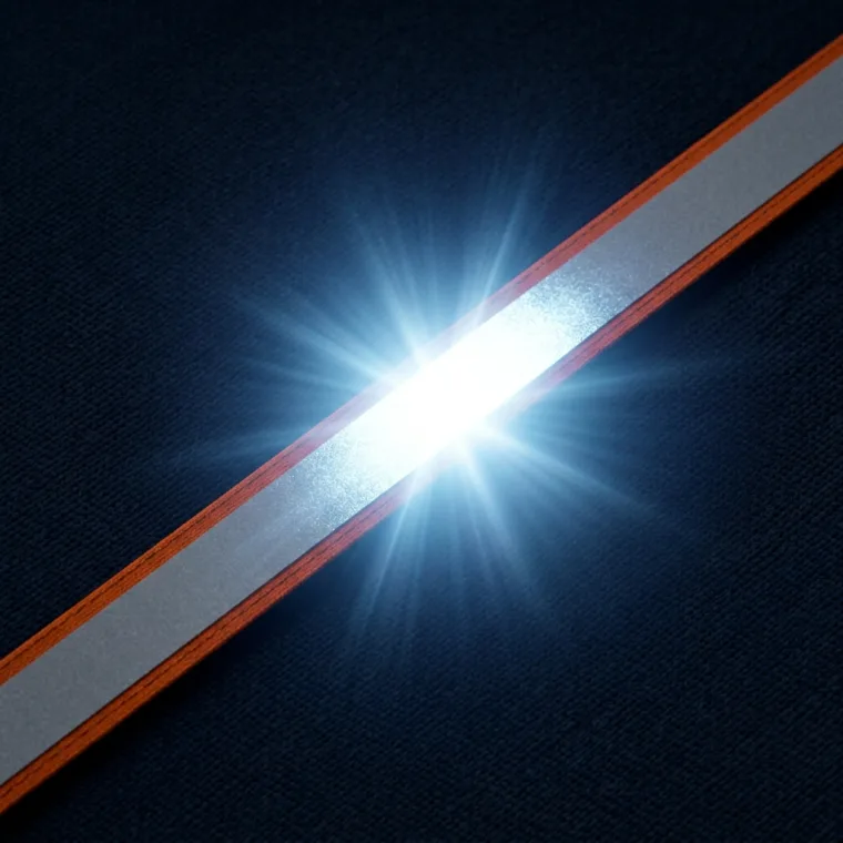 Reflexdruck: reflektierender Streifen auf Warnschutz-Arbeitskleidung