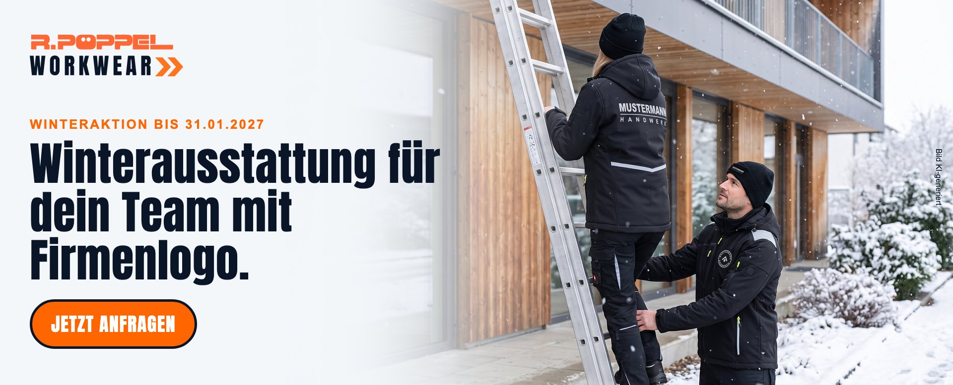 Winterausstattung für dein Team mit Firmenlogo: Winteraktion bei R. Pöppel Memmingen mit Teampreisen, Aktion bis 31. Januar 2027 (Bild KI-generiert)